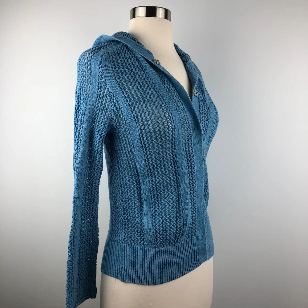 Blue Knit Hoodie Sweater XS